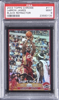2003-04 Topps Chrome Black Refractor #111 LeBron James Rookie Card (#376/500) – PSA MINT 9